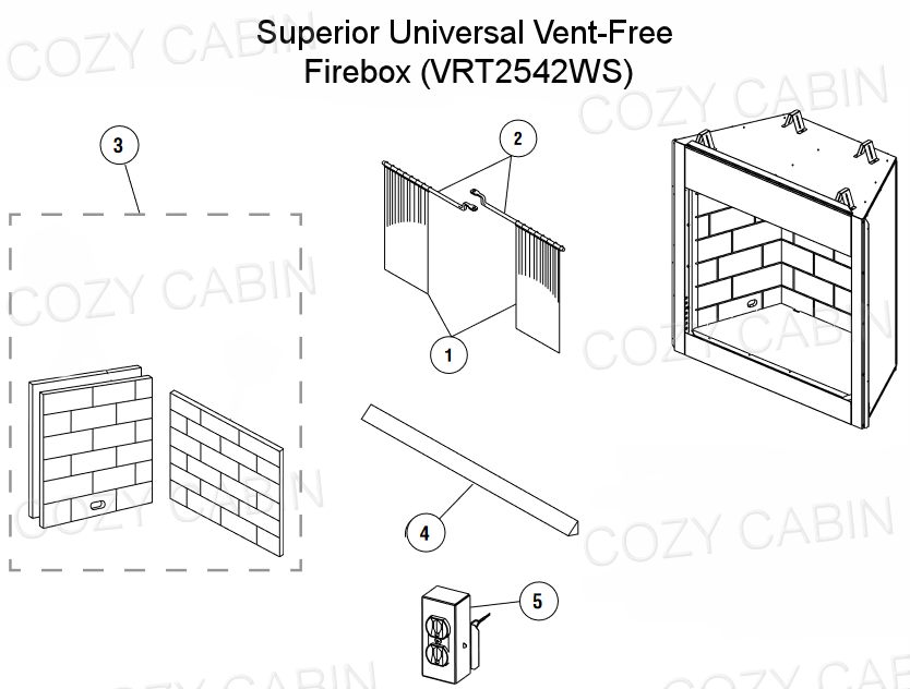 Superior Universal Vent-Free Gas 42 x 24 Inches Firebox (VRT2542WS) #VRT2542WS